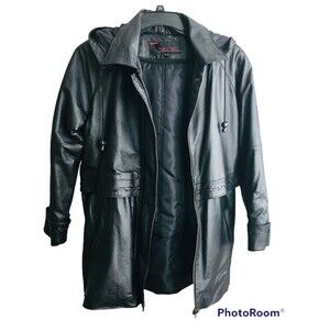 PHASE TWO LEATHER WOMEN'S LONG JACKET WITH REMOVABLE FAUX FUR LINING SIZE S